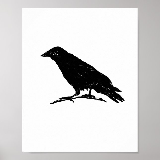 Poster Raven Black Bird Éffrayant Halloween Peinture (Devant)