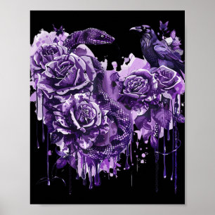Poster Raven Snake Rose Gothique Steampunk Biker Heart-sh