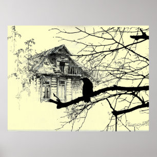 Poster Raven sur l'arbre, Chambre dans les ruines