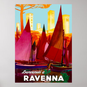 Poster Ravenne, Voiliers sur le port de la ville