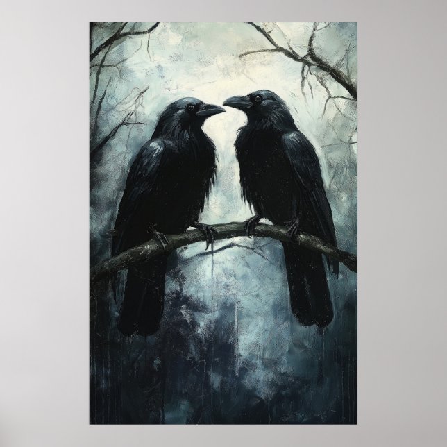 Poster Ravens gothiques : Une peinture à l'huile sombre e (Devant)