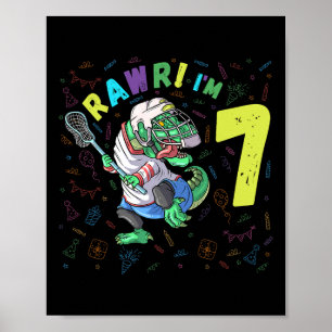 Poster Rawr I'm 7 Dinosaur T-rex 7 Year Old Boy Birthday