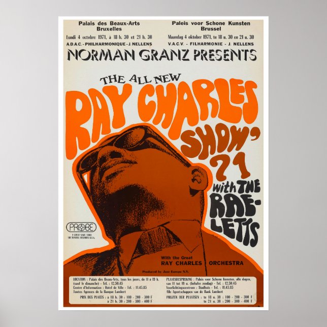 Poster Ray Charles Vintage Concert (Devant)