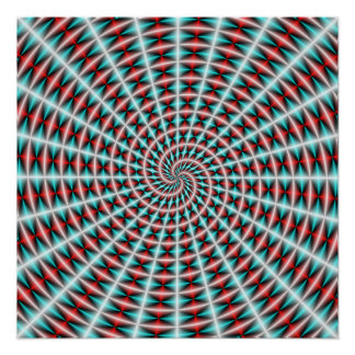 Poster Ray et Spiral Wein en bleu et rouge