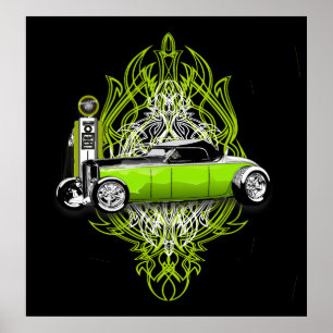 Poster Rayage de Kustom et des 32 sur le noir