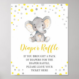 Poster Rayon de couches Pots Jaunes Baby shower éléphant