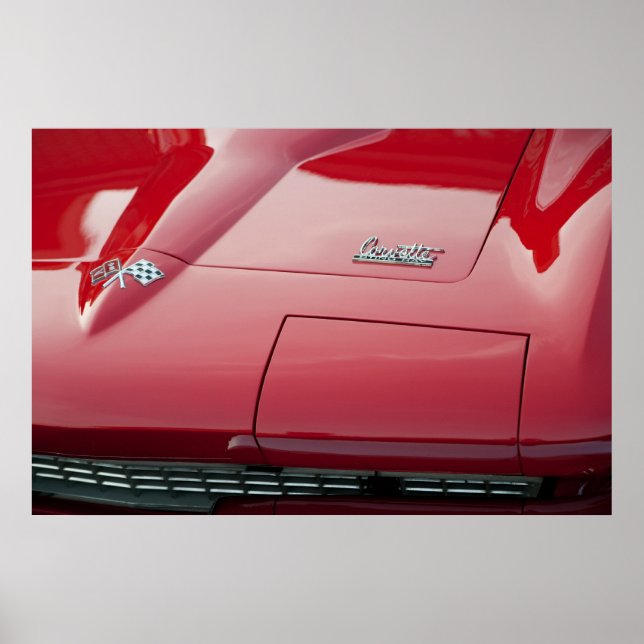 Poster Rayon de pose de corvette rouge 1966 (Devant)