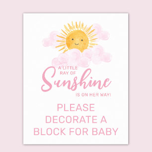 Poster Rayon de soleil Décore un bloc Baby Shower