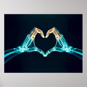 Poster Rayon X de deux mains en forme de coeur - Anatomiq