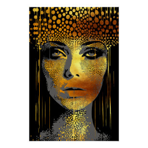 Poster Rayonnement Doré : La Beauté Féminine Incarnée