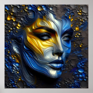 Poster Rayonnement Mystique - Un Visage Féminin Embossé