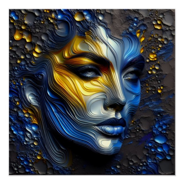 Poster Rayonnement Mystique - Un Visage Féminin Embossé (Devant)