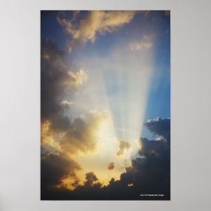 Poster Rayons de lumière brillant par les nuages