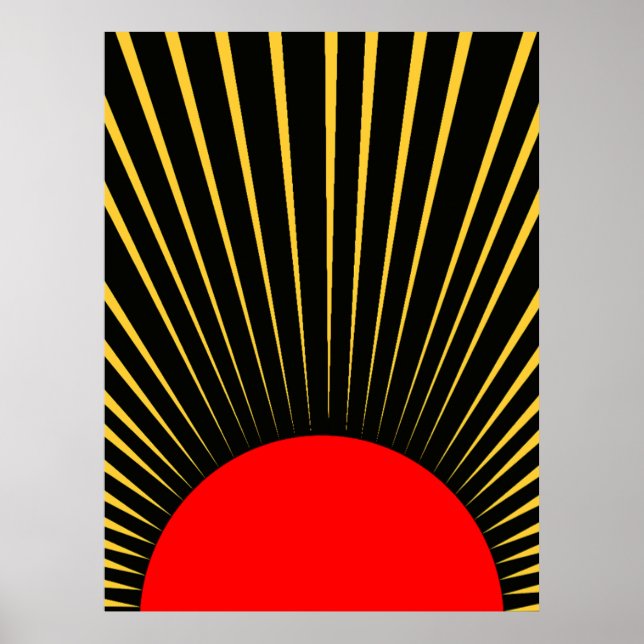 Poster Rayons de soleil rouge et jaune élégants (Devant)