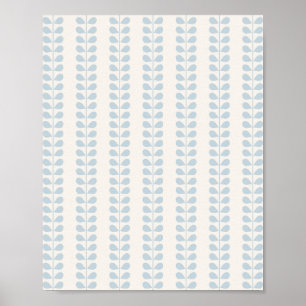 Poster Rayure de feuille bleu clair