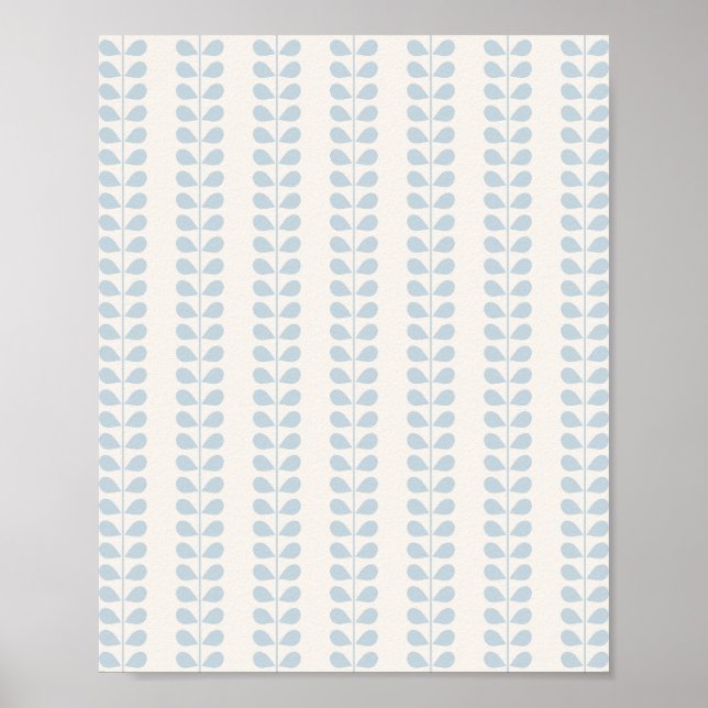 Poster Rayure de feuille bleu clair (Devant)