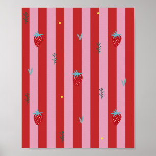Poster rayure rouge et rose, design audacieux avec des fr