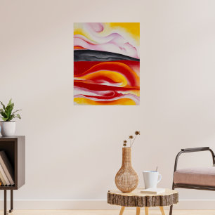 Poster Rayure rouge, jaune et noir Georgia O'Keeffe