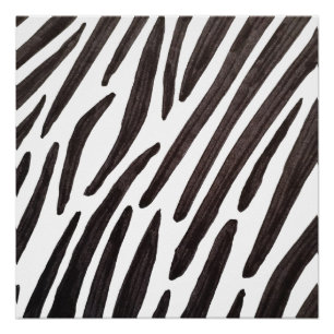 Poster Rayures de zèbre noir et blanc