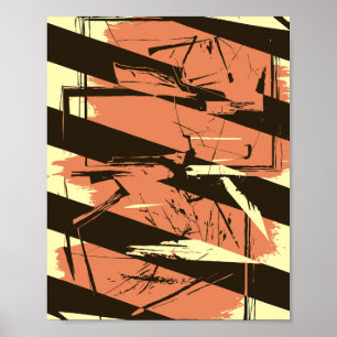 Poster Rayures diagonales et formes fragmentées