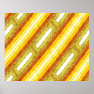 Poster Rayures diagonales rétro en jaune et orange