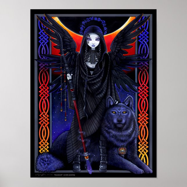 Poster Rayvnwolf Magique Wolf Guardian Angel Poste (Devant)