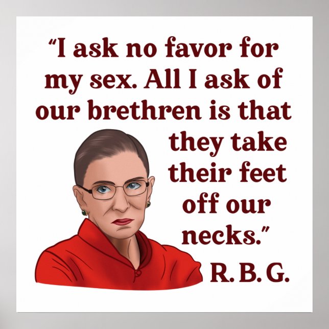 Poster RBG Ruth Bader Ginsburg Citation Droits des femmes (Devant)