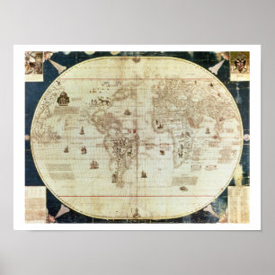 Poster Rc C 2487 Carte du monde, dessinée par Sébastien