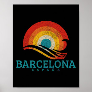 Poster Rcelona Espagne Espagne Vintage Wave Surfeur Surfi
