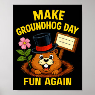 Poster Re rendre la journée de la marmotte amusante à nou