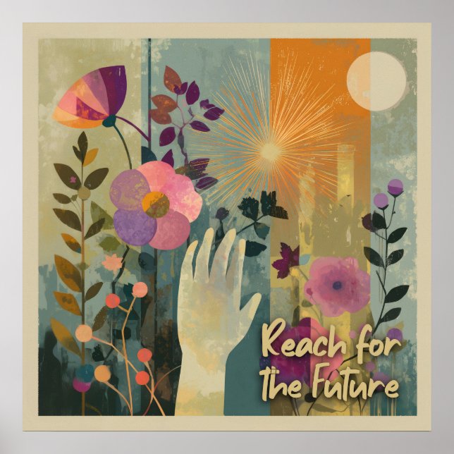 Poster Reach for the Future - Solarpunk Art Print (Devant)