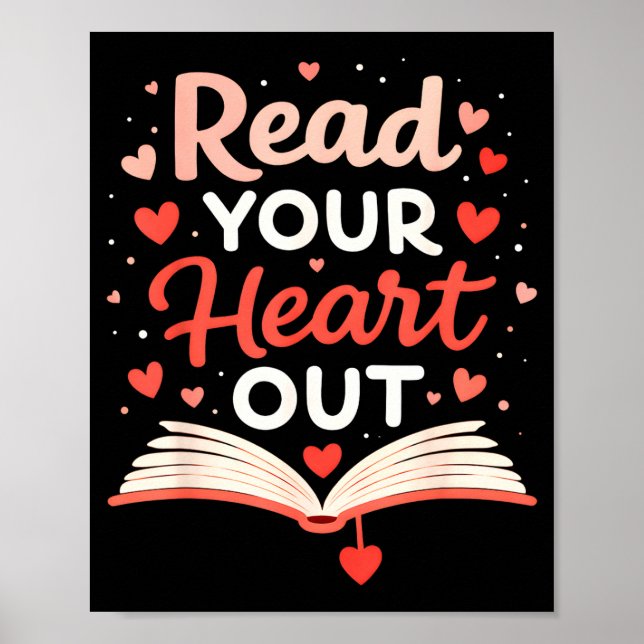 Poster Read Your Heart Out Funny Valentine Teacher Bookwo (Devant)