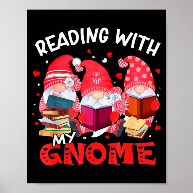 Poster Reading With My Gnomies Books Teacher Librarian Va (Devant)