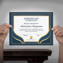 Réalisation de l'appréciation Gold Blue certificat