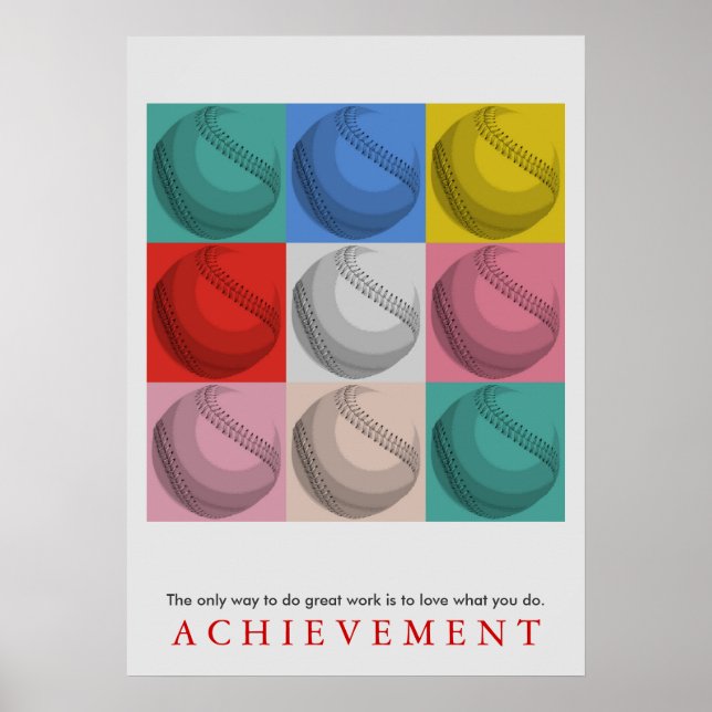 Poster Réalisation Motivationnelle Retro Baseball Pop Art (Devant)