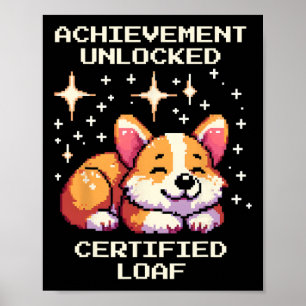 Poster Réalisation Pain Certifié Déverrouillé Corgi Pixel