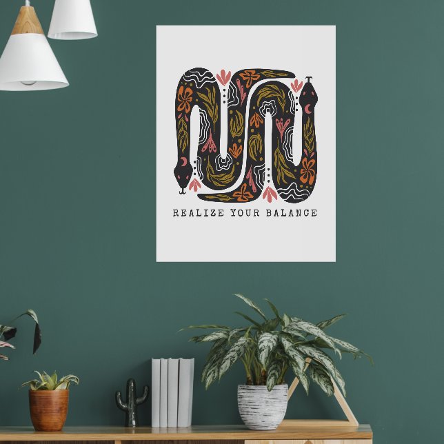 Poster Réalisez Votre Équilibre Serpents Floraux (Salon 1)