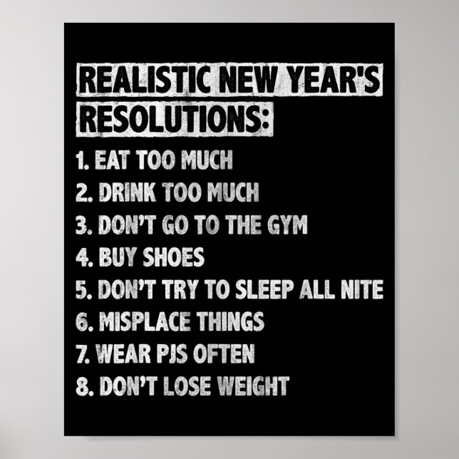 Poster Realistic New Year's Resolutions Sayings Quote Fun (Devant)