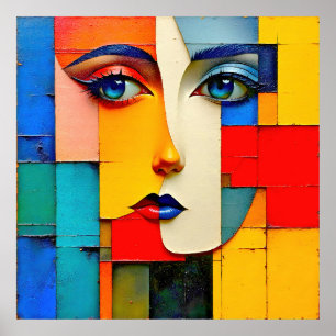 Poster "Réalités fracturées" - Un portrait Abstrait