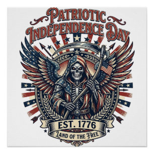 Poster Reaper Chrome Patriotique Squelette de Patriote So