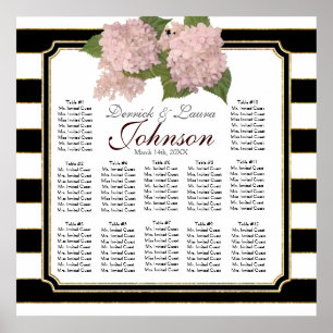 Poster Reception Seating Chart Pink Hydrangea Modern