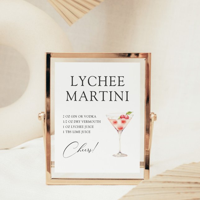Poster Recette de bar à cocktail Lychee Martini (Créateur téléchargé)