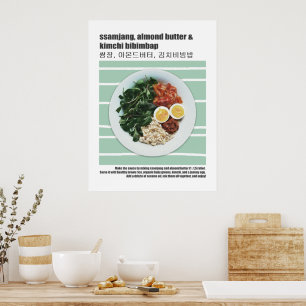 Poster Recette de Bibimbap coréen Modern Food