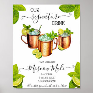 Poster Recette de boisson signature Sip, Sip Hooray Mosco