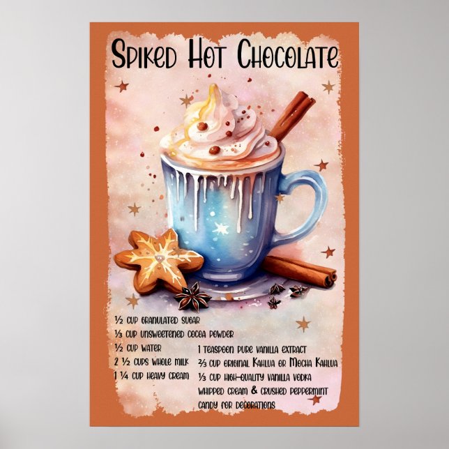 Poster Recette de chocolat chaud épicé (Devant)