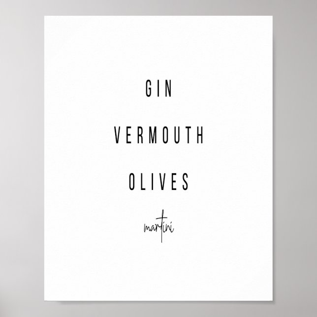 Poster Recette de cocktail Martini (Devant)