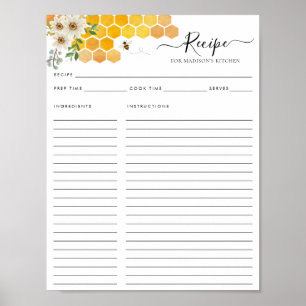 Poster Recette de cuisine abeille bourdon nid d'abeille f