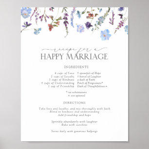 Poster Recette de Fleur sauvage bleu poussiéreux pour un 