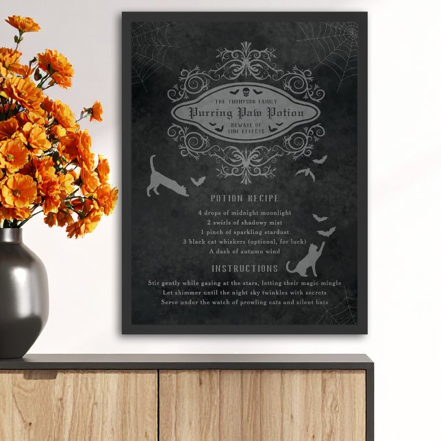 Poster Recette de potion de chats et chauves-souris amusa (Créateur téléchargé)