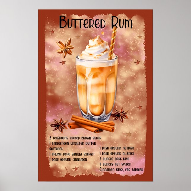 Poster Recette de rhum de beurre de Noël Noël (Devant)